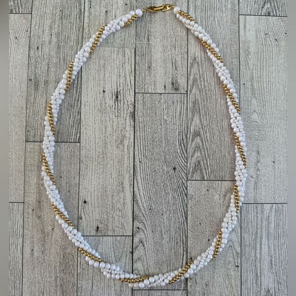 Napier Jewelry - Napier White & Gold Tone Beaded Necklace